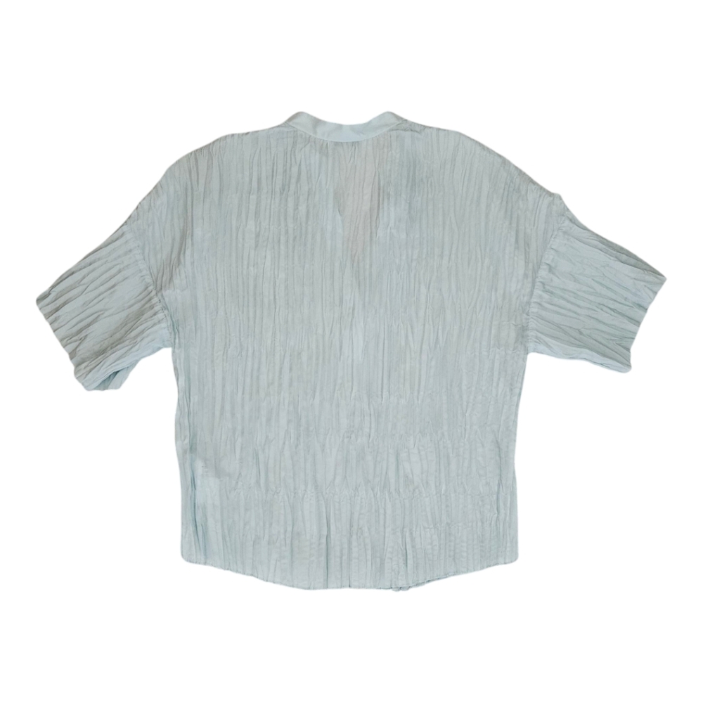 VINCE Blouse Shirt Blue Crushed Pleated Top 100% Silk Women Size M EXCELLENT - Picture 5 of 11